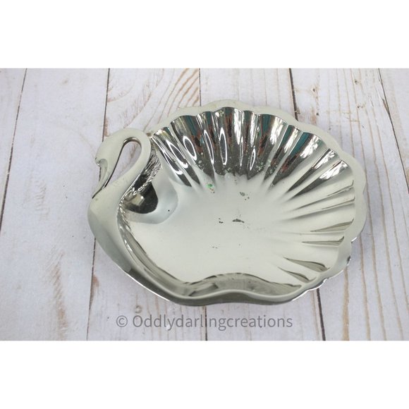 Vintage Swan Shell Silver Plated Trinket Soap Candy Nuts Dish Elegant Footed‎ - Picture 1 of 7